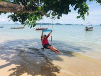 The swing on the beach outside the hotel