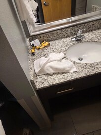 Dirty towels in the bathroom