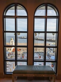 6th floor window near elevators overlooking pool and pier