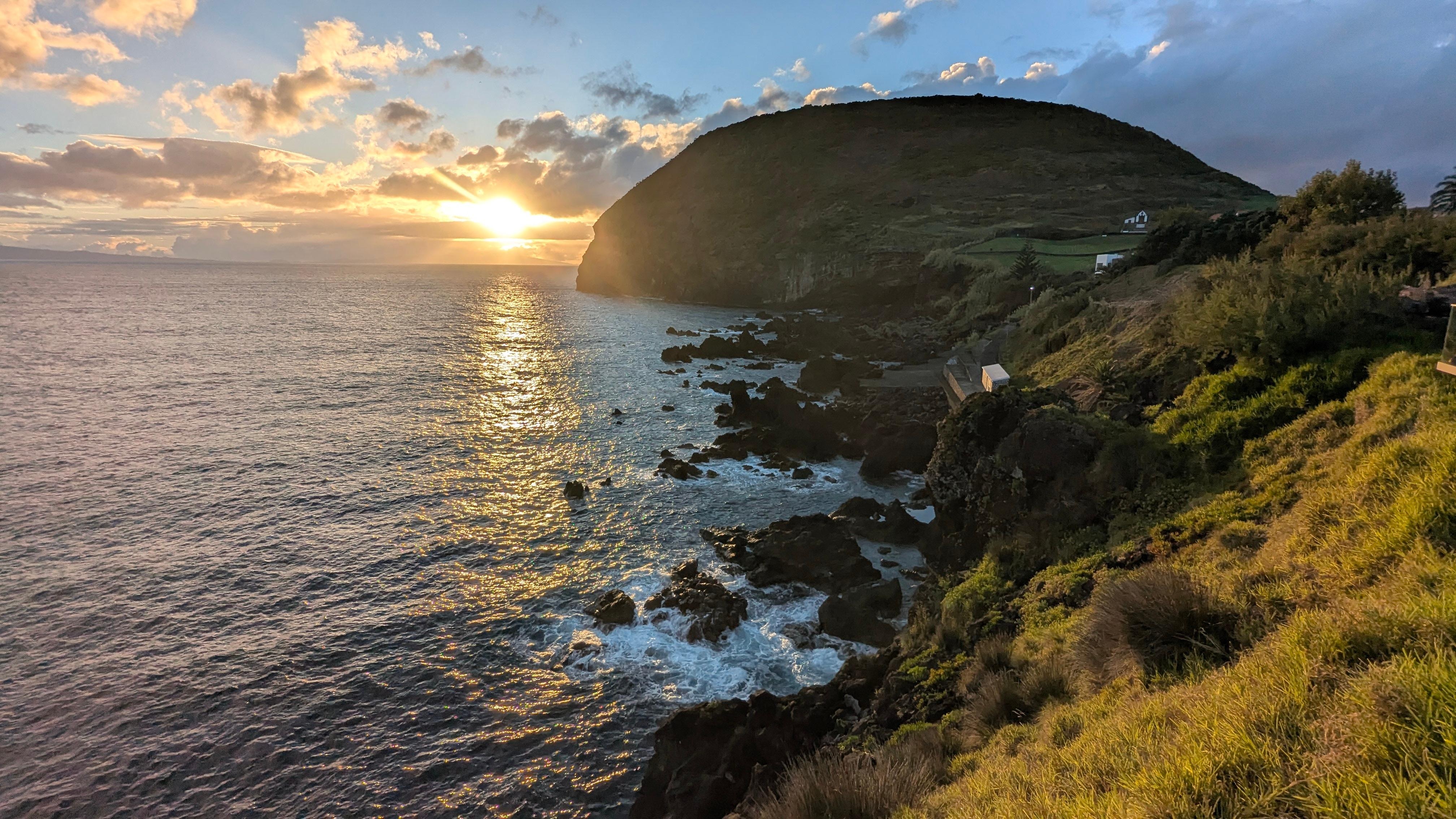 View of Morro Grande and sunset from the viewing deck