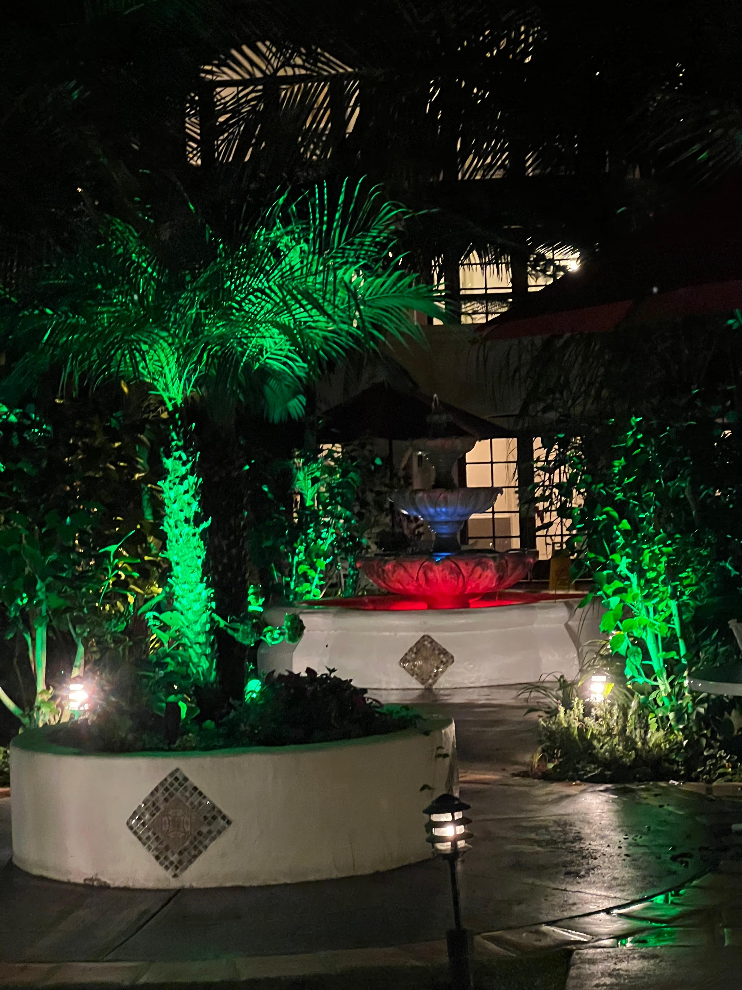 Internal Courtyard colored lights at night were very fun. 