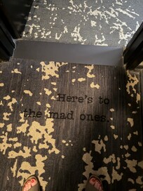 The words in the carpet were so fun to discover.