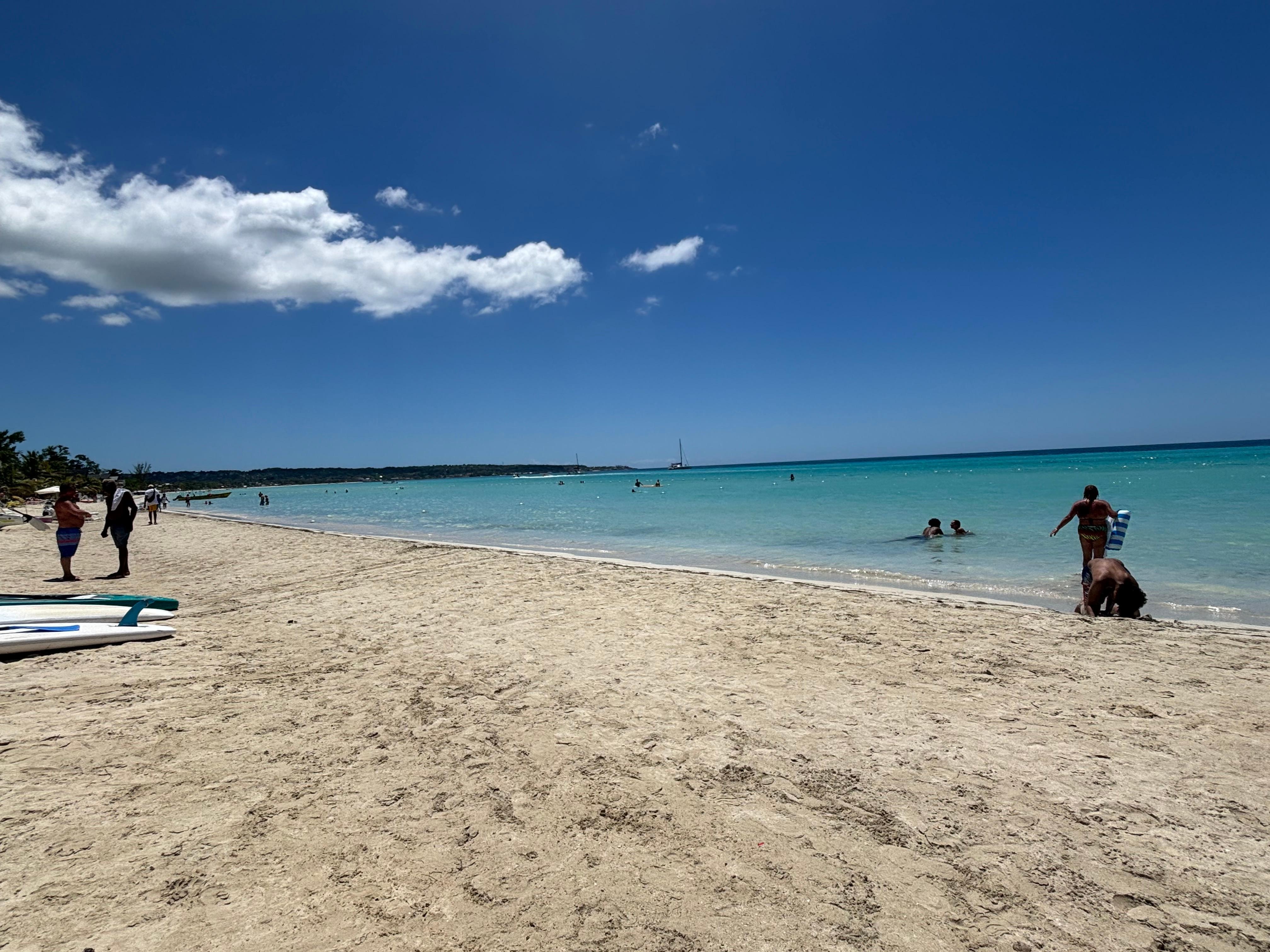Beach view from lounge chair. 