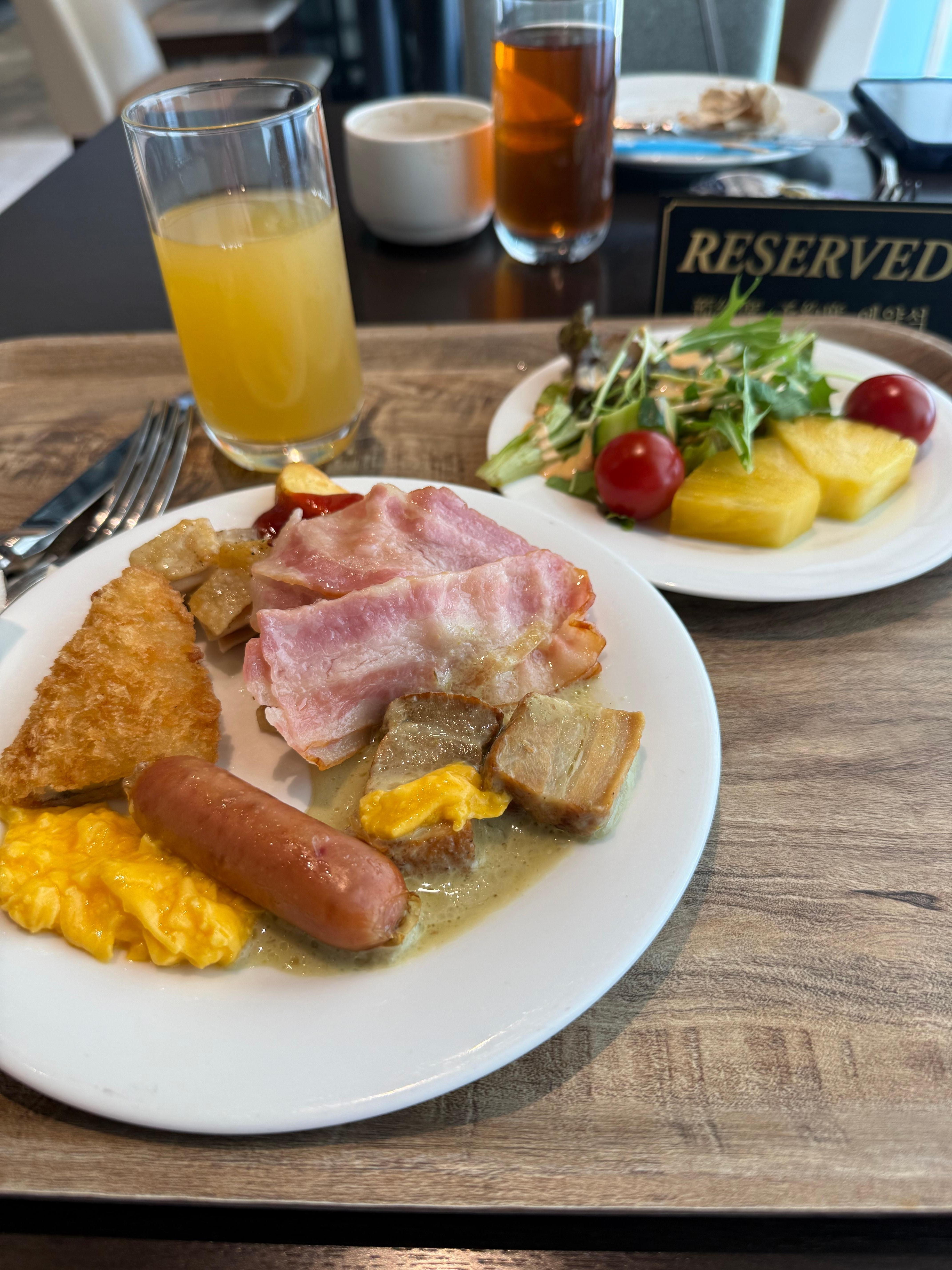 The breakfast buffet had a wide variety of of options. 