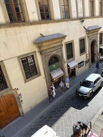 Looking down at the street