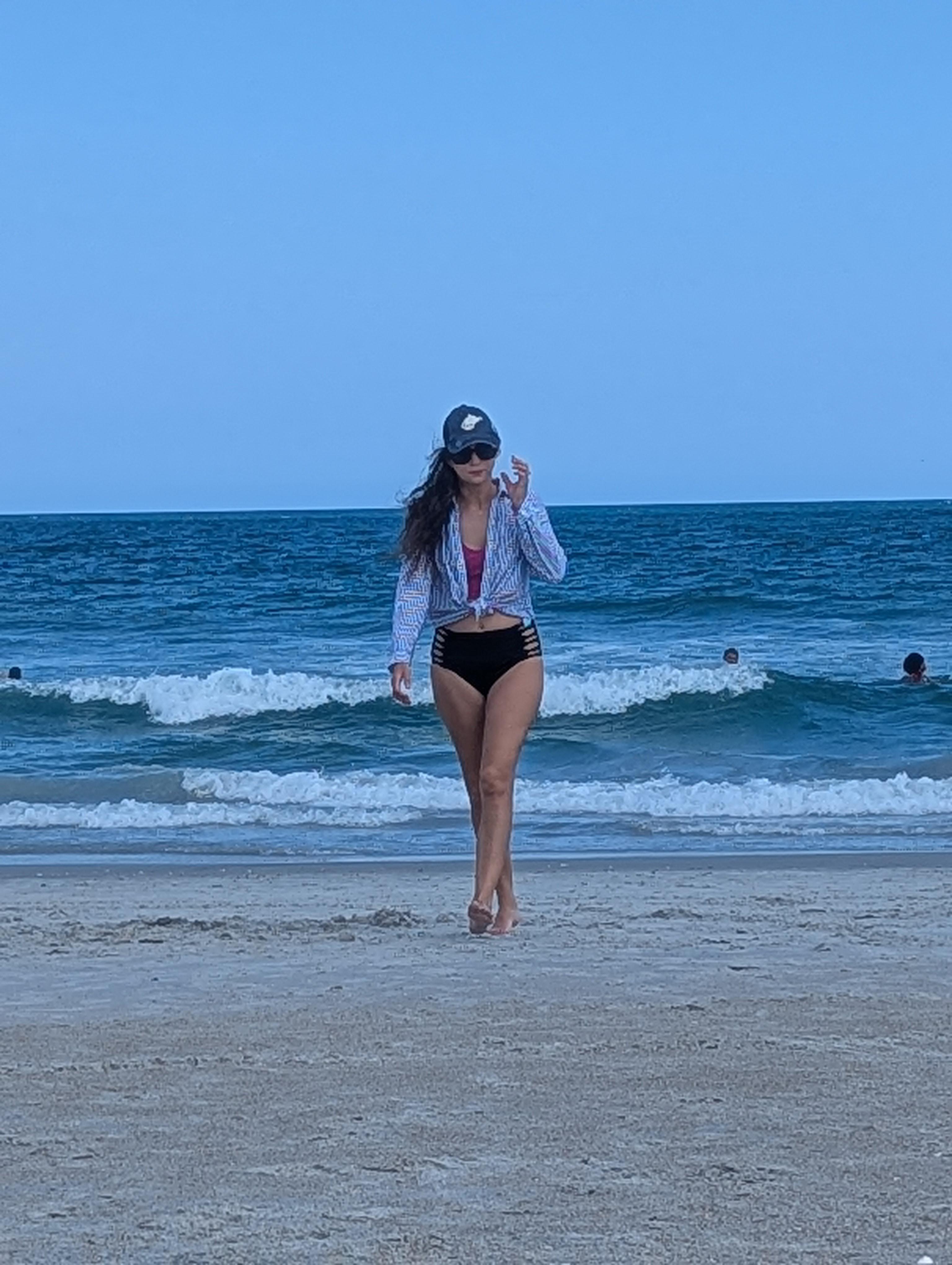 Mom getting a walk on the beach. 