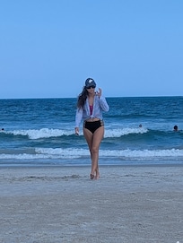 Mom getting a walk on the beach.