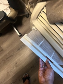 The air conditioning filter was broken and torn tremendously. No air in the room despite it running