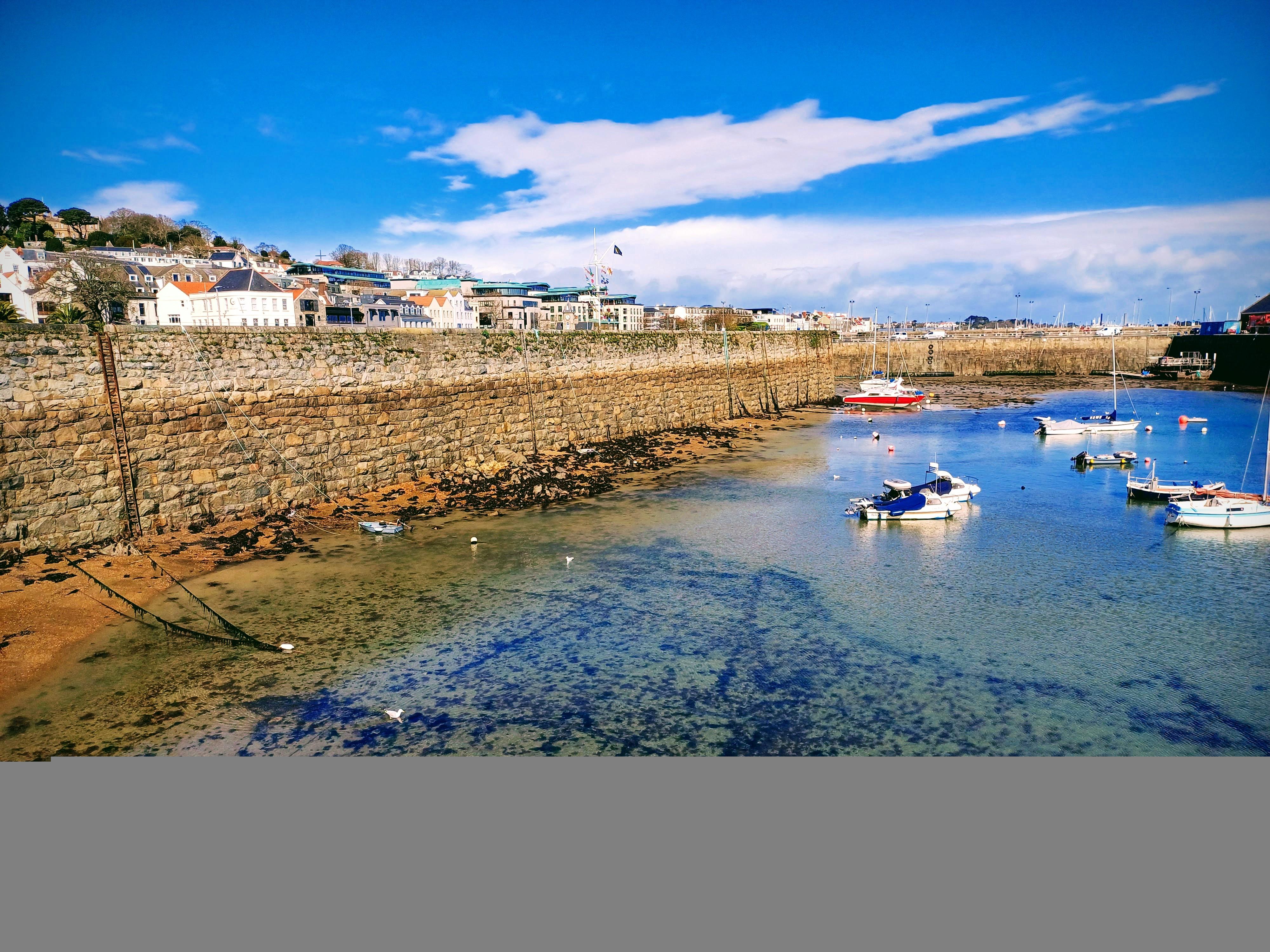 Saint Peter Port Harbour at low tide