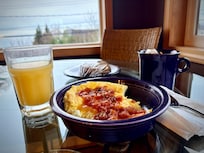Cheese omelette and fresh orange juice