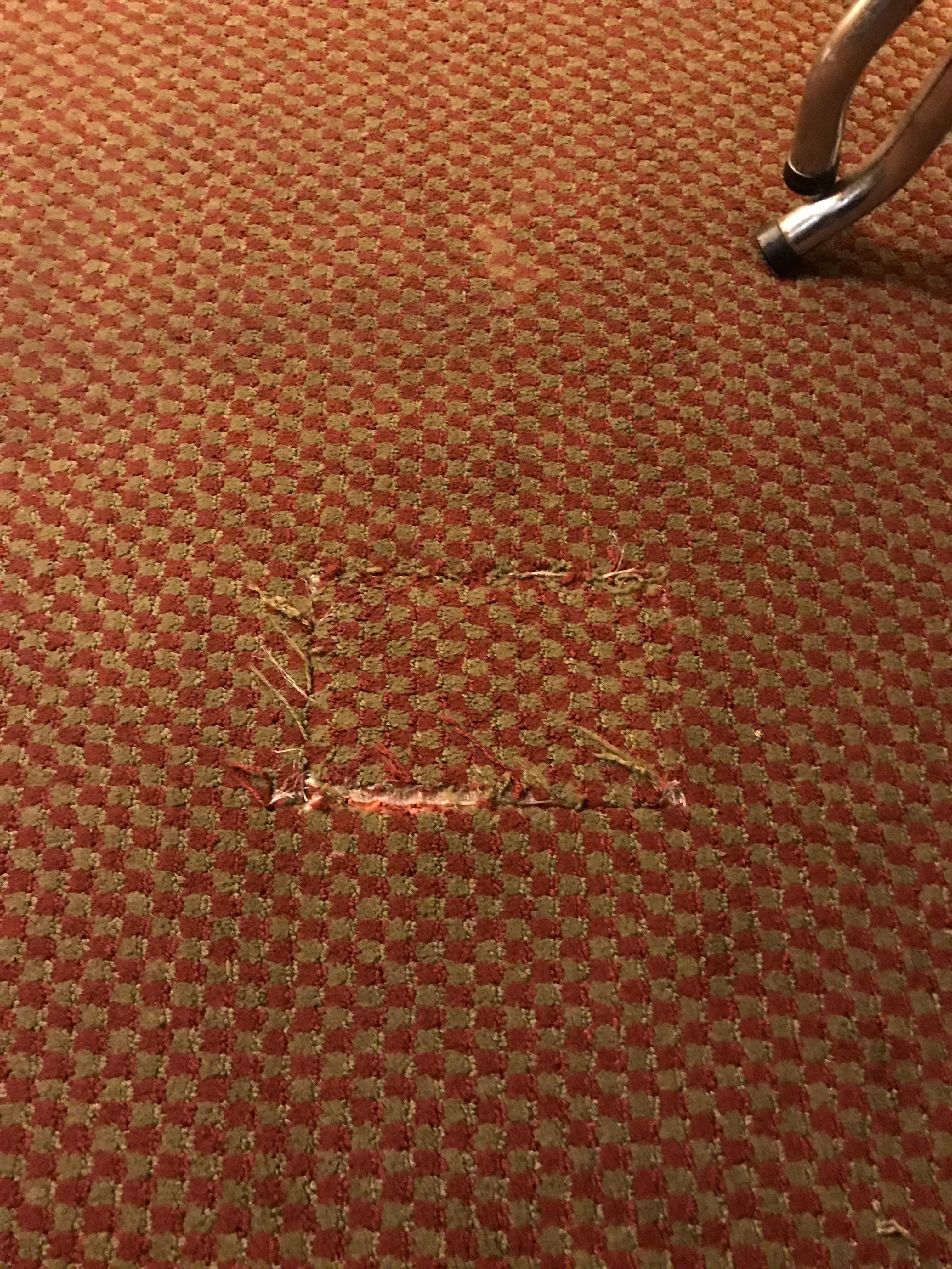 Date and worn carpet, never took off my shoes carpet seemed so dirty
