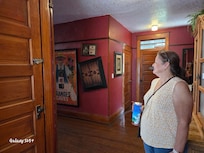 Inside on second floor .