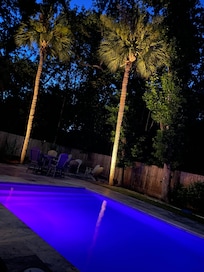 Pool view at night.
