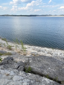 Rocks to climb down to get to Lake