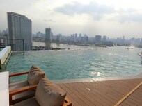 最上階のインフィニティプールで泳ぐと、そこは異空間