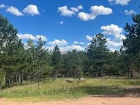 View of the Tip of Pikes Peak from in front of the Retro cabin