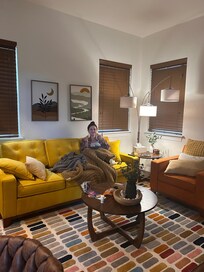 My daughter in law relaxing after a great night downtown.