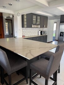 Kitchen is ample and met our needs