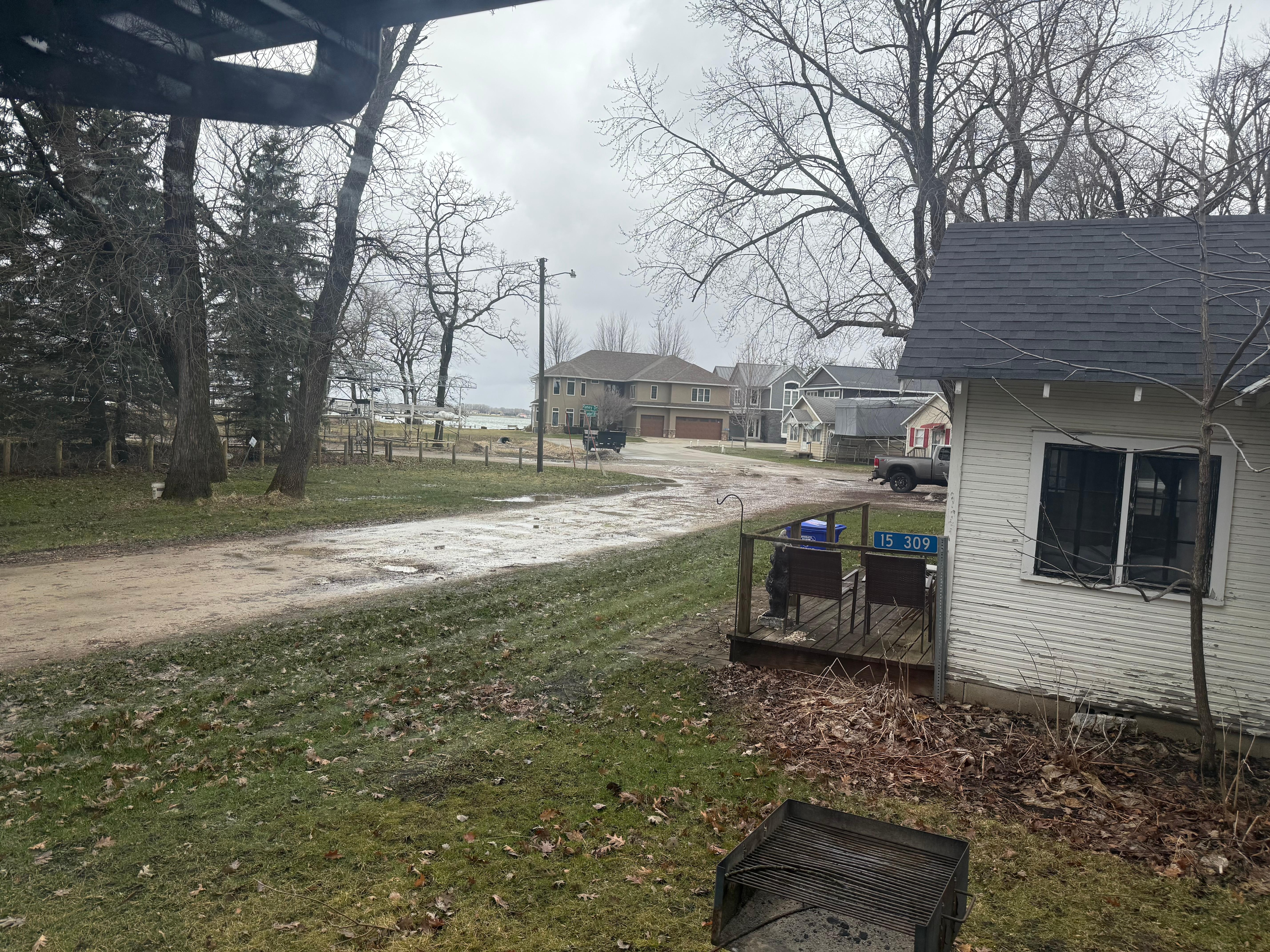 View of the lake from the family room. 