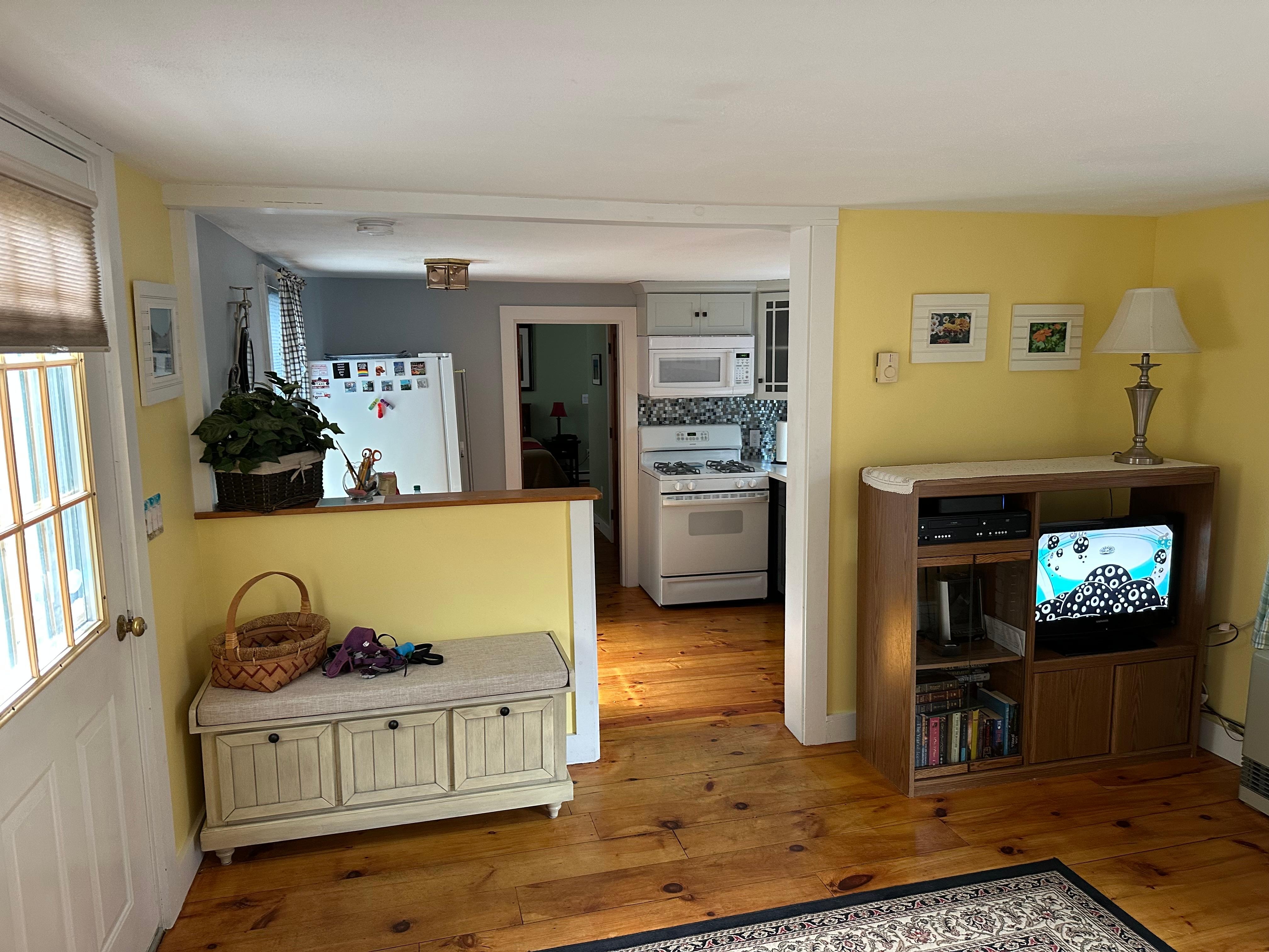 Living room looking into kitchen