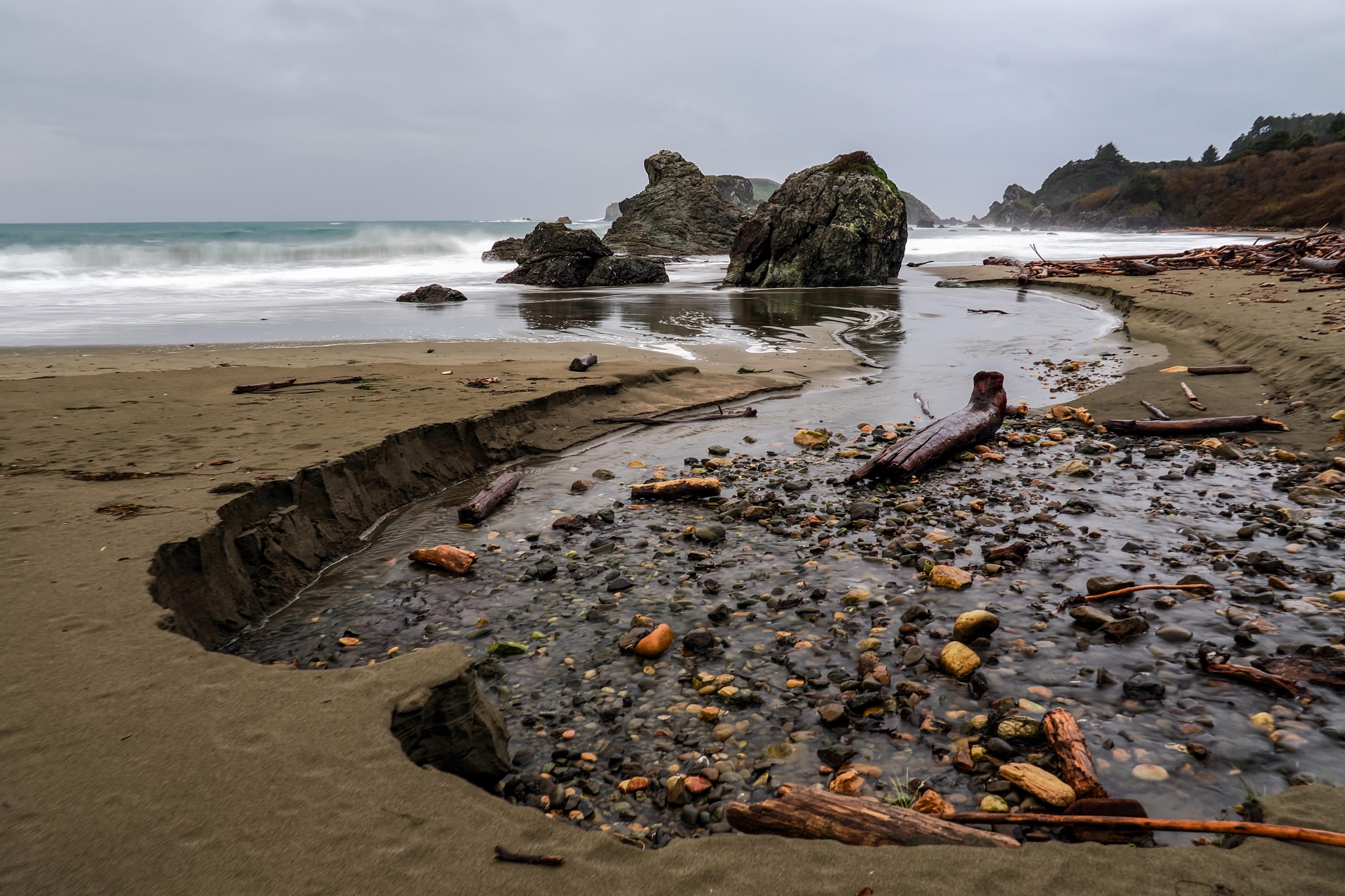 Eiler Creek meets the ocean.