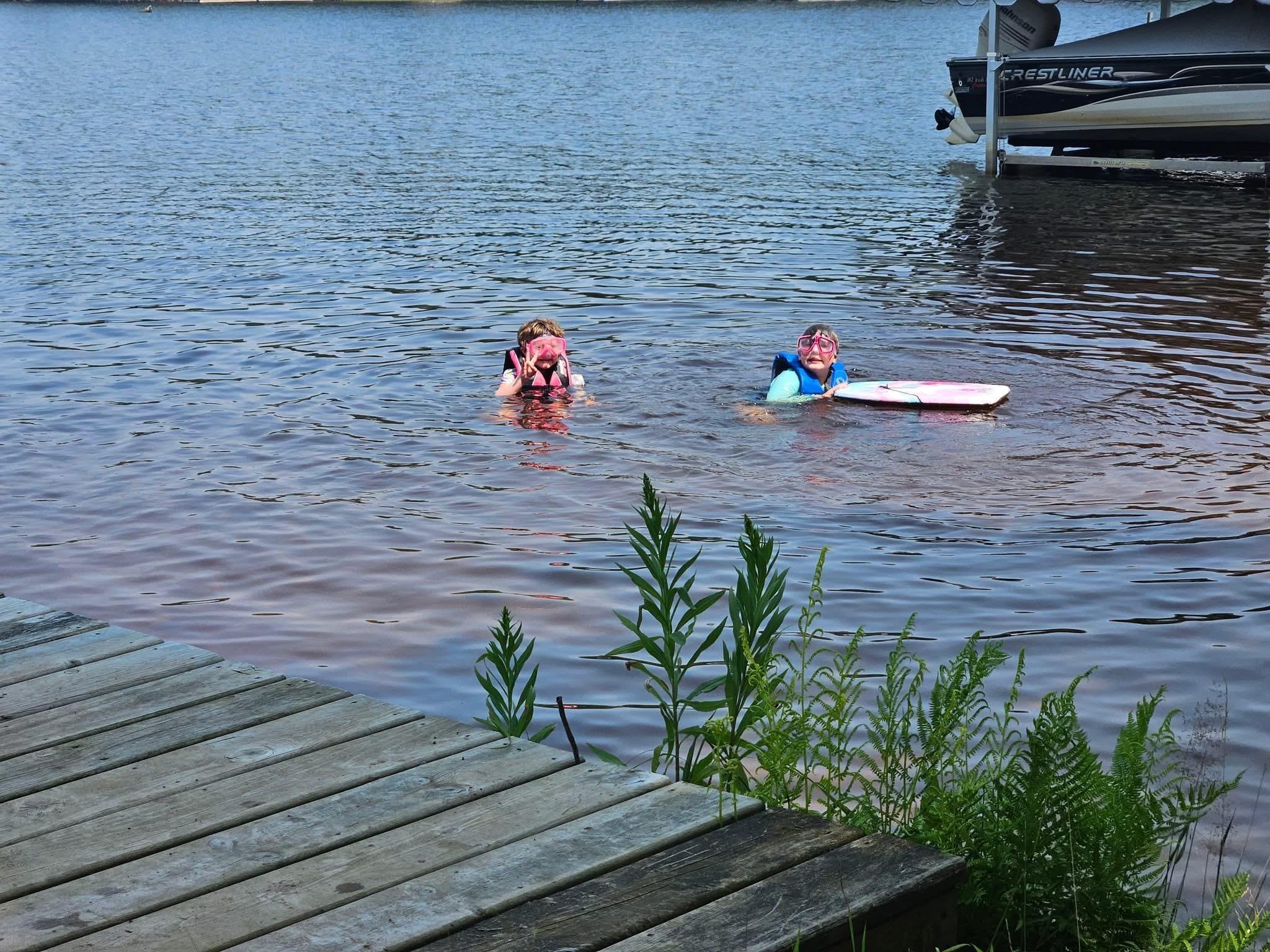 The girls swimming at the beach area. 