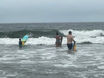Boogie boarding, a daily activity.