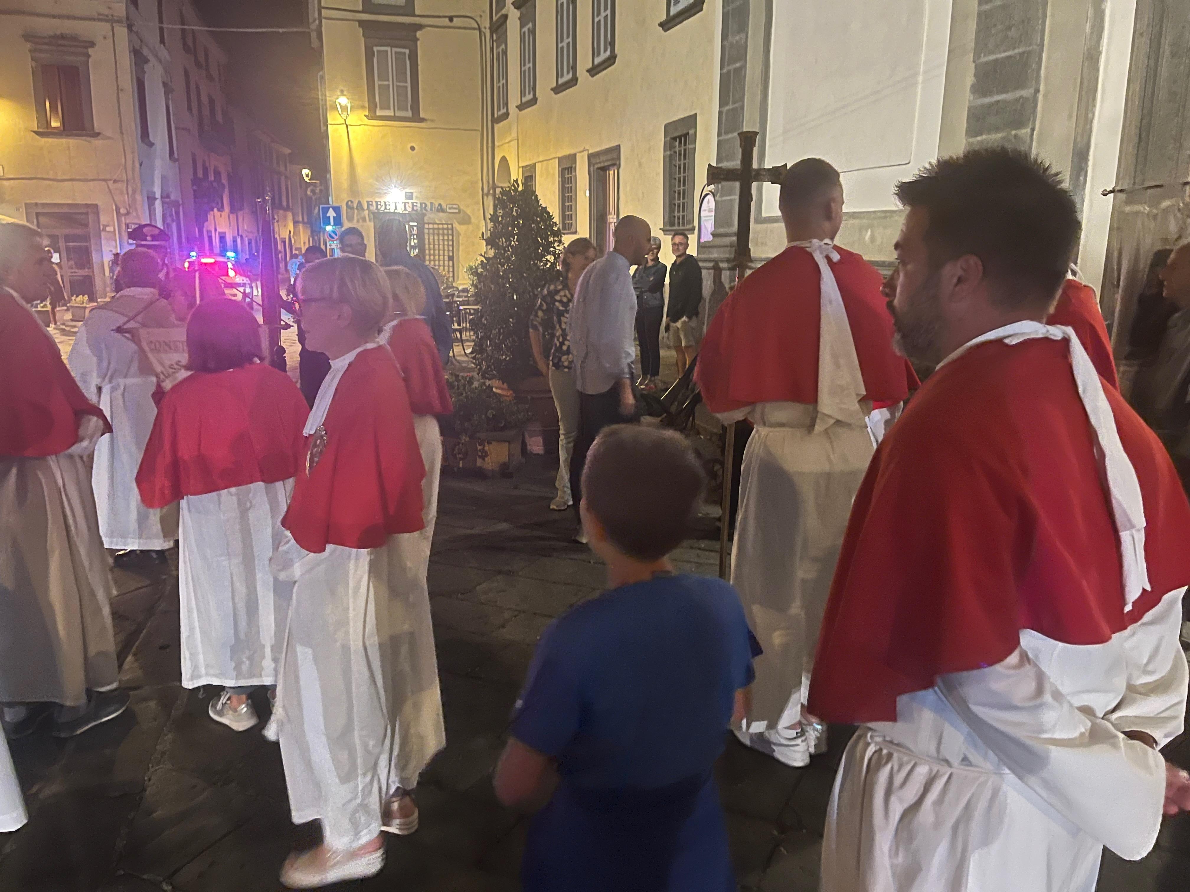Procession for Saint Hildebrand in the Bagnoregio town square near our apartment
