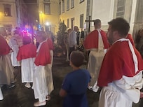 Procession for Saint Hildebrand in the Bagnoregio town square near our apartment
