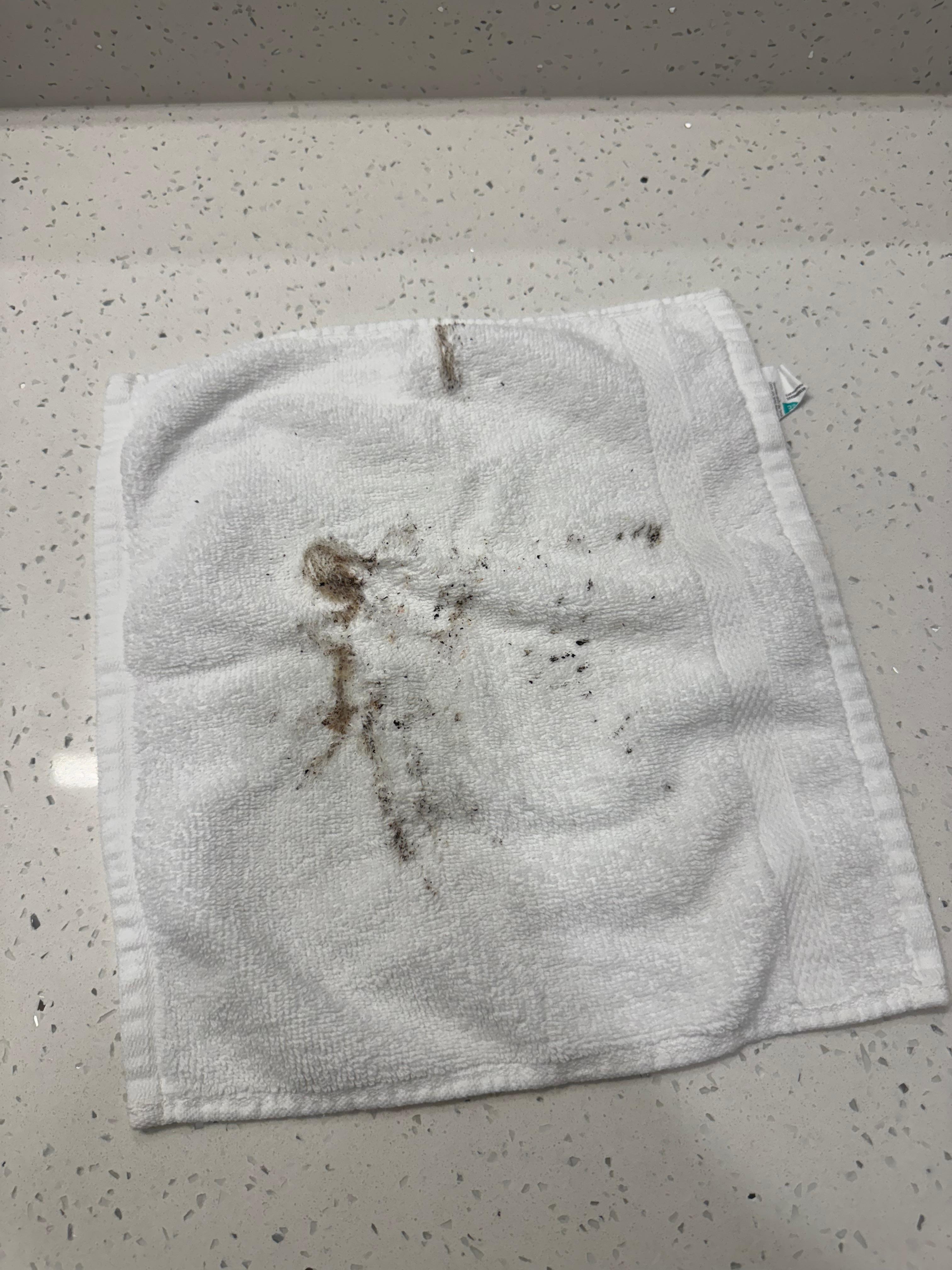 Rag used to clean shower head