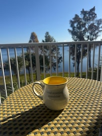Morning coffee overlooking the lake.