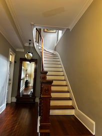 We were on the middle floor to the left of these stairs.