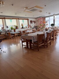 Dinner and breakfast room looks to the sea