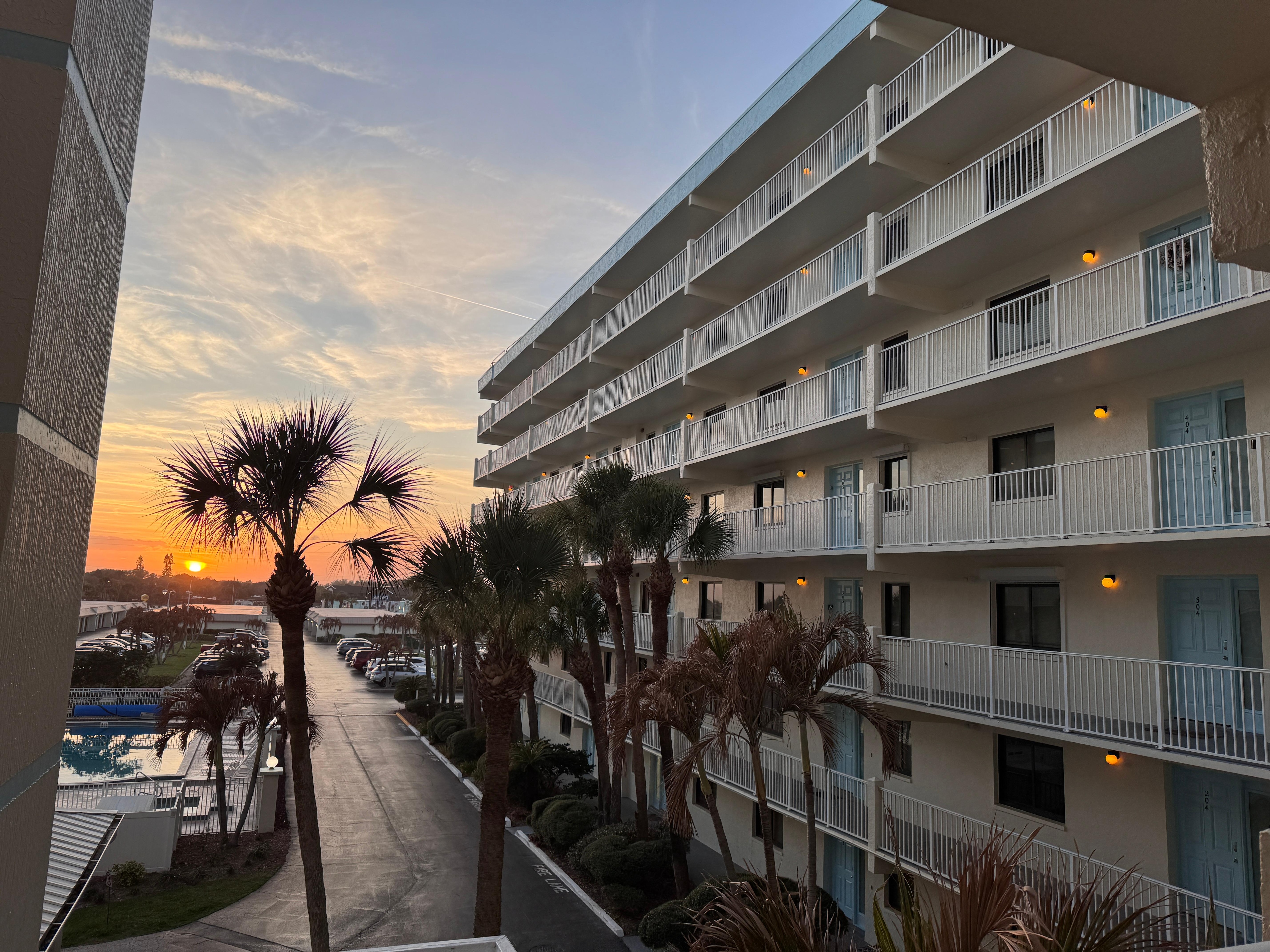 From south side walk to condo entrance.