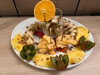 A fruit plate left in our room