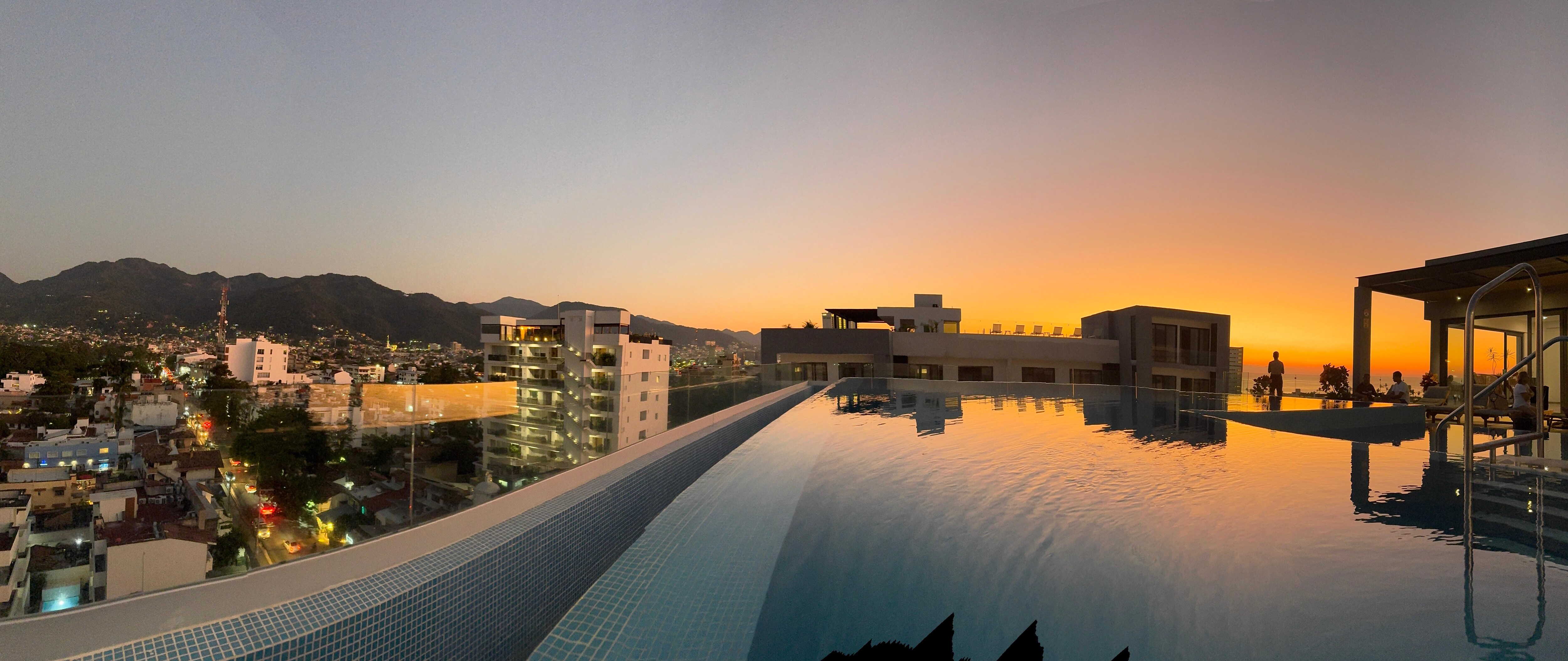 Sunset panoramic from the pool.