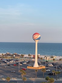 Fun beach view from the entrance balcony.