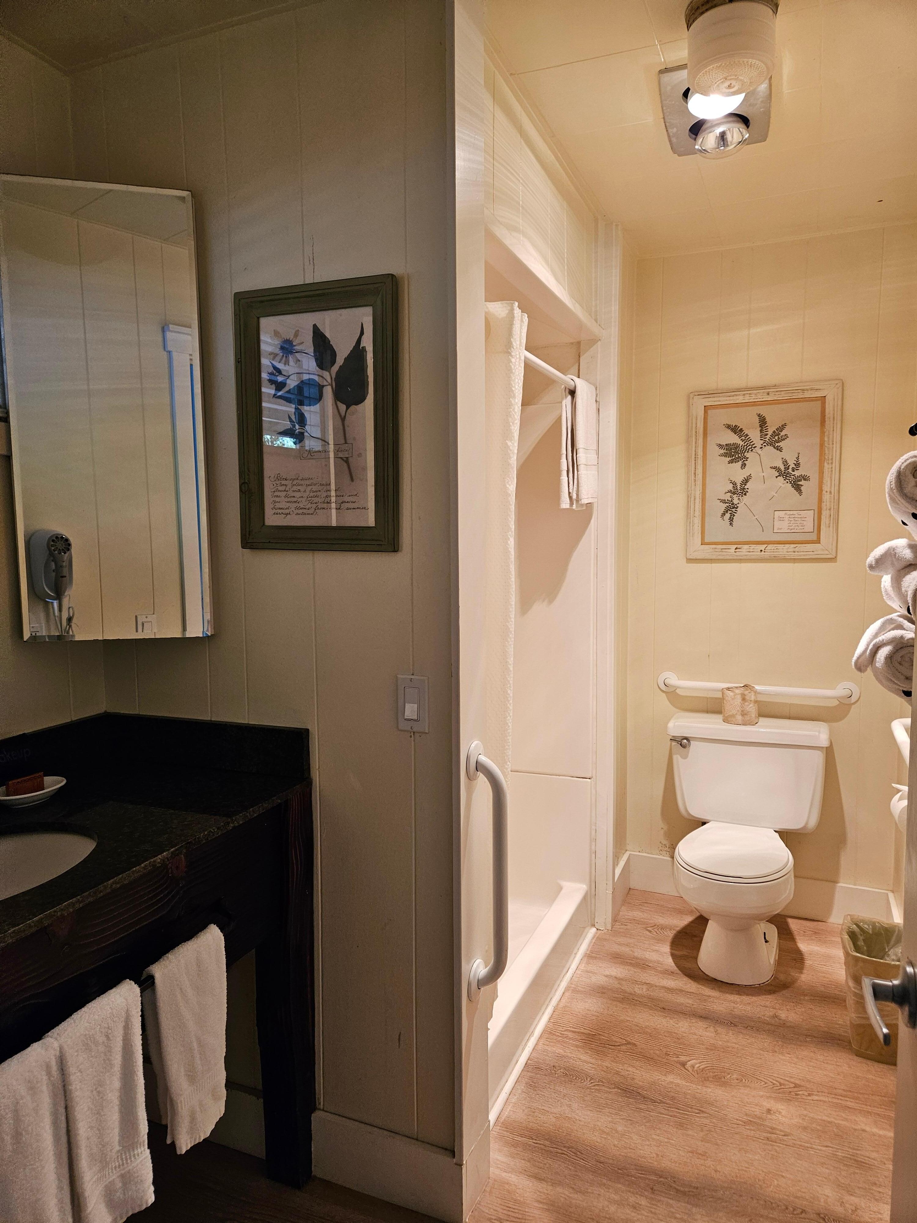 bathroom seemed updated, but the shower area seams did have some moldy areas