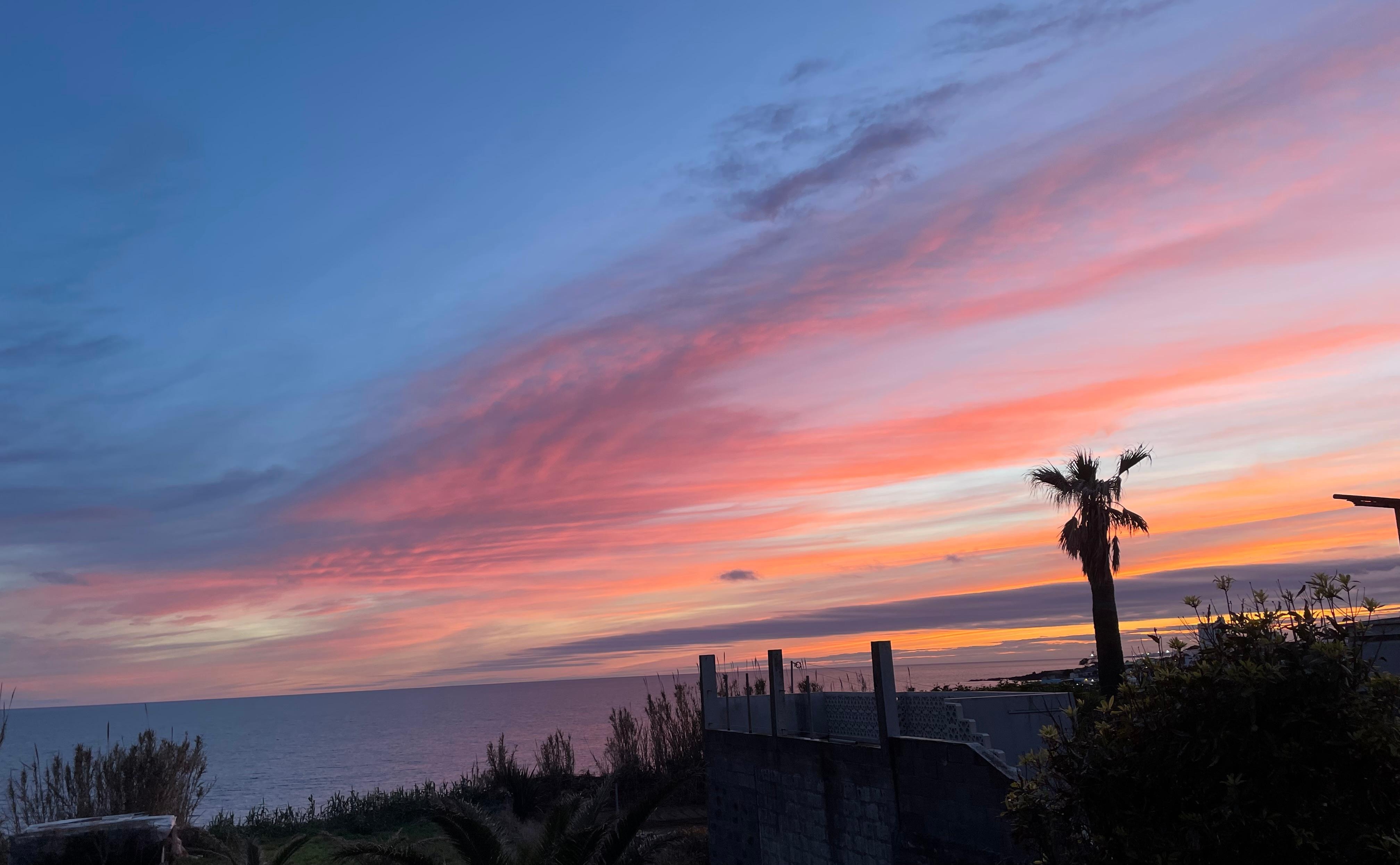The view from the balcony at sunset.