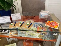 Lobby of section that we stayed in. Free raincoats and little books to capture your trip