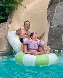 Everyone had great fun on the slide into the pool.