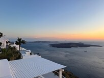 View from poolside/dining area before sunset.