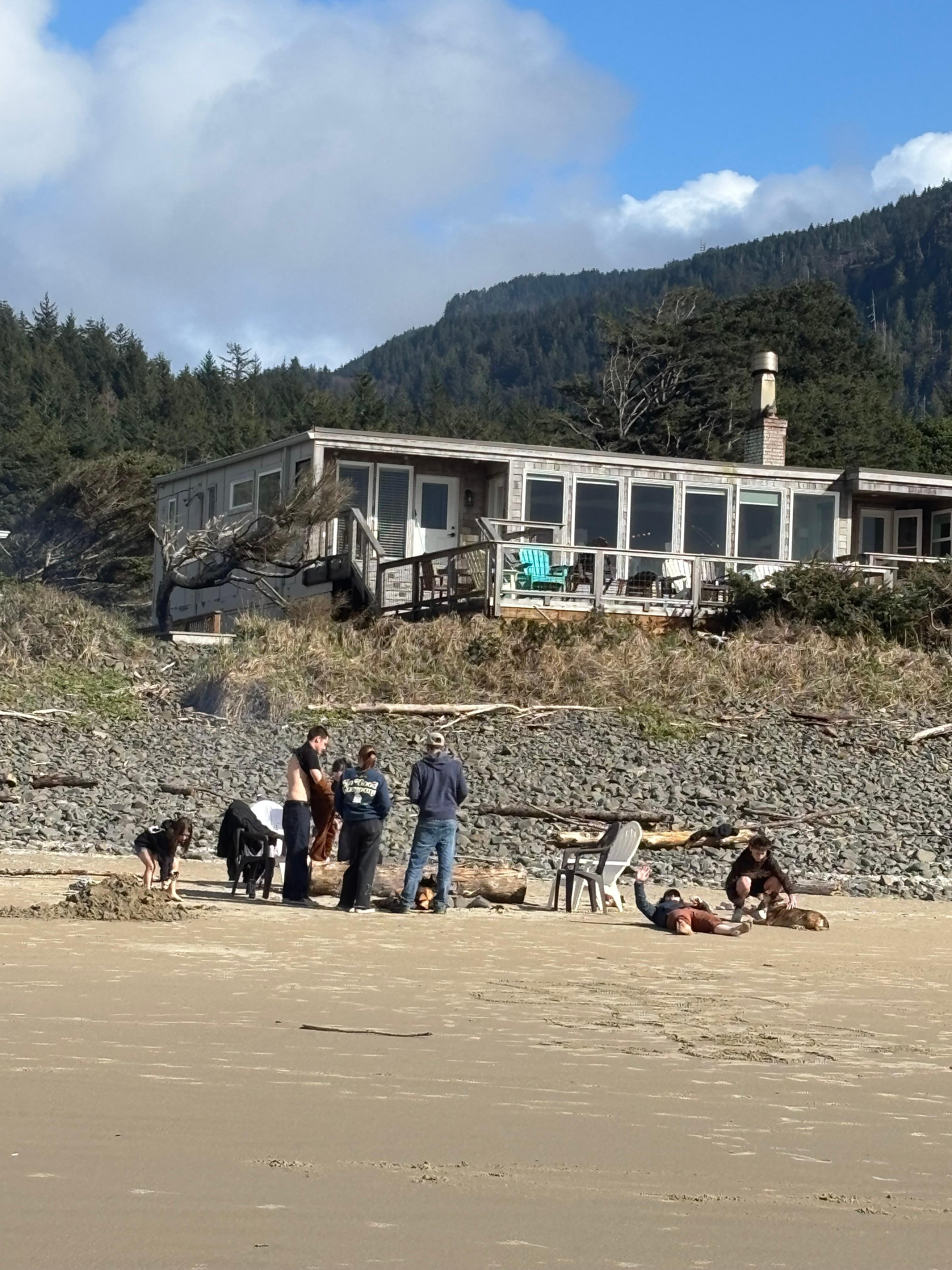 Beach fire with family 