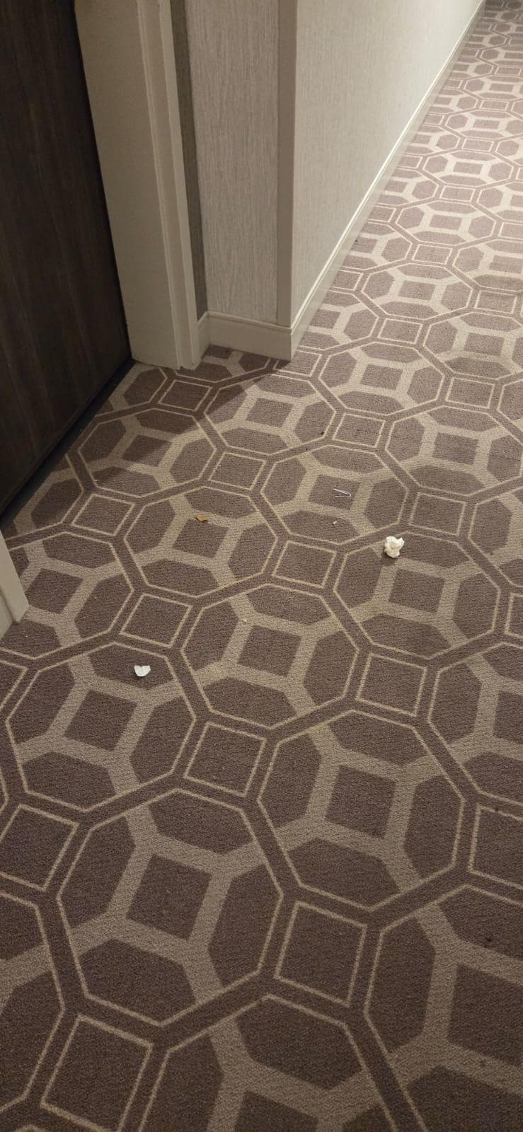 There was trash in the corridor, and it remained there for two nights.