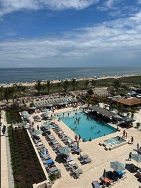 View from our room of the pool and beach