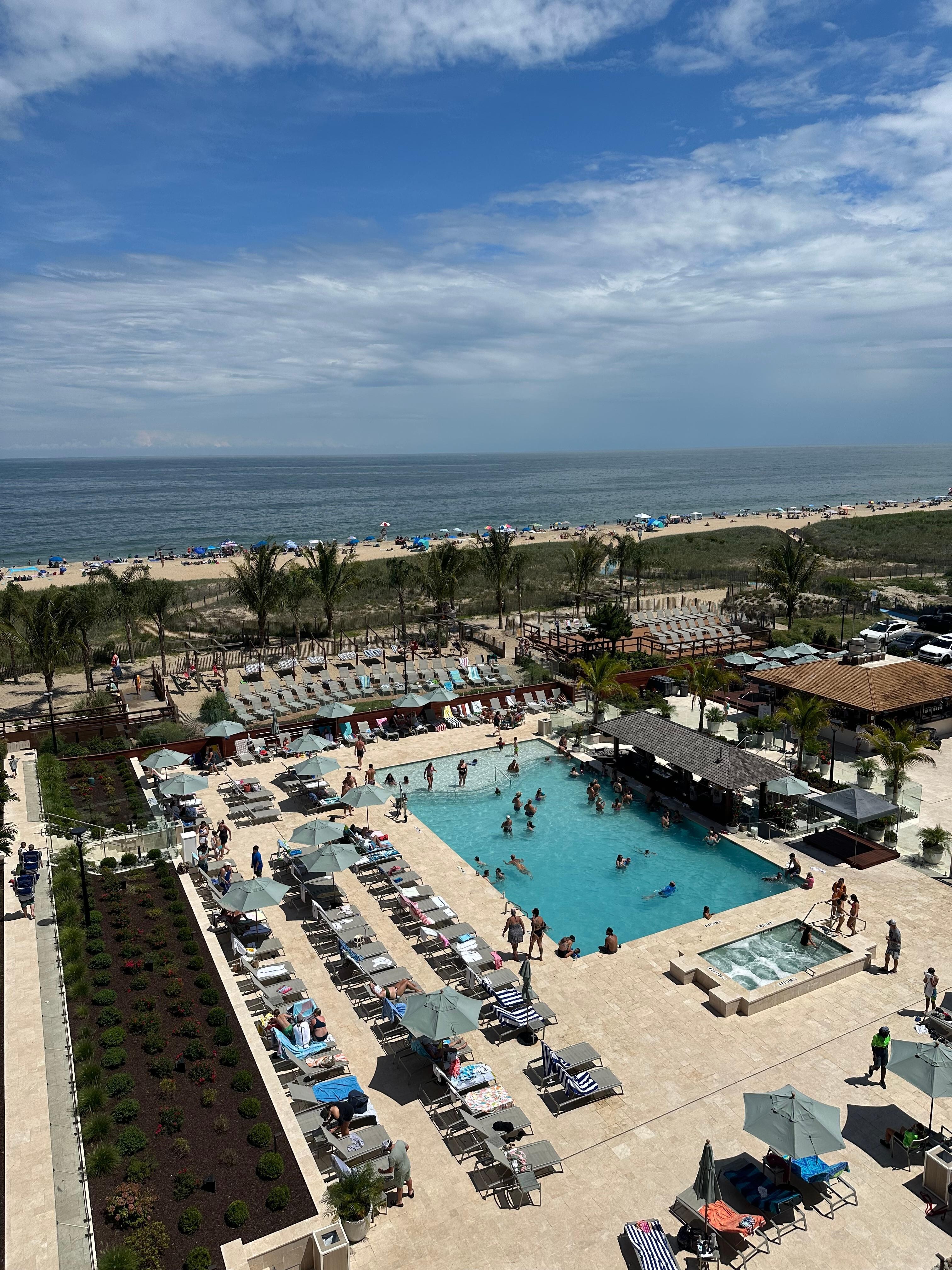 View from our room of the pool and beach 