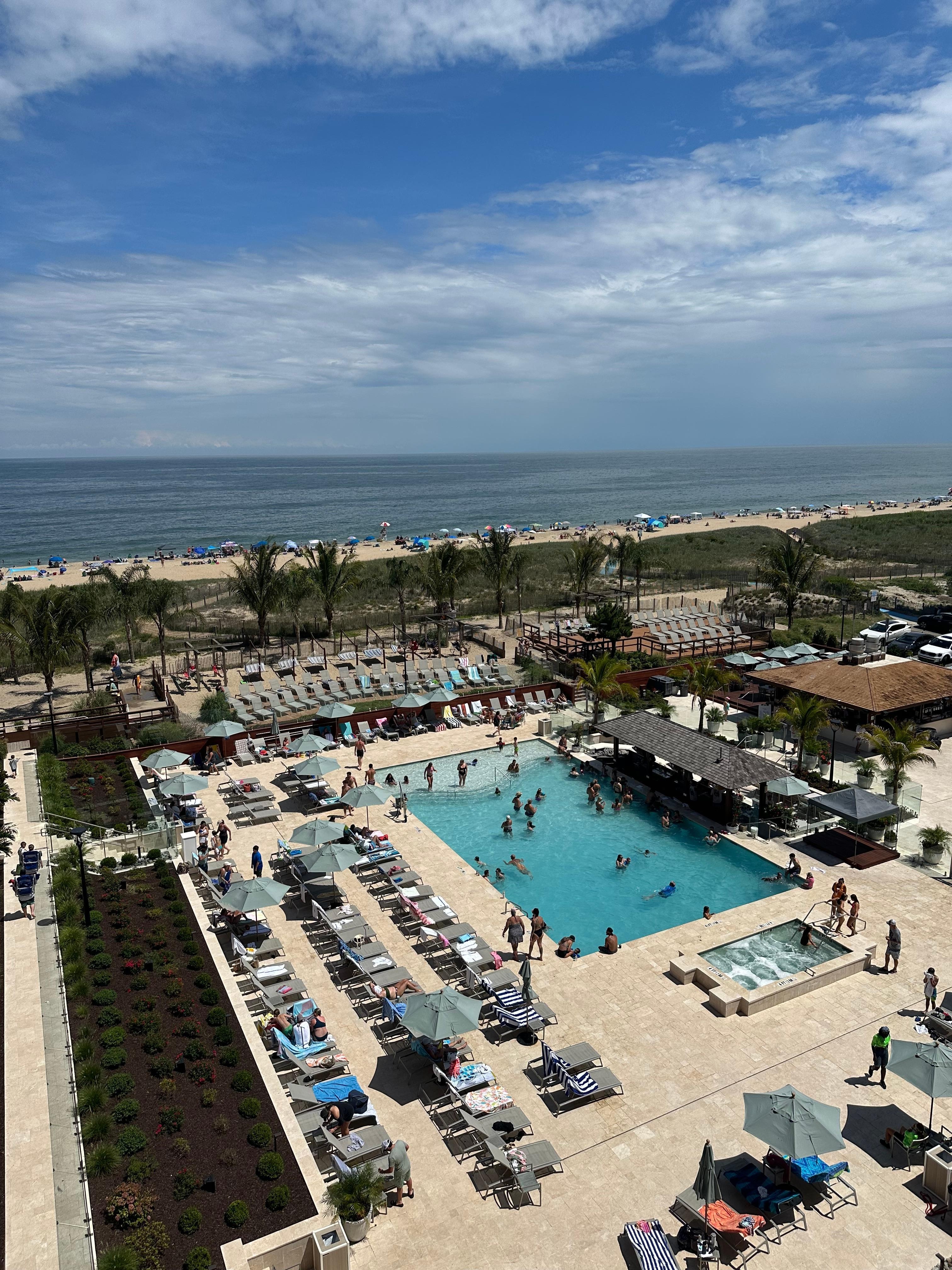 View from our room of the pool and beach