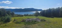 Blick auf den Fjord von der Terrasse