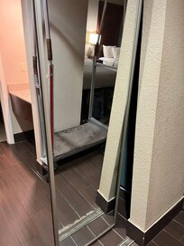 One bi-sliding door off track of closer in 2nd room offered to us.