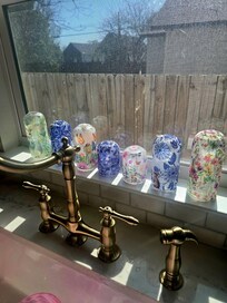 Craft display, kitchen window view